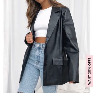 White fox leather blazer